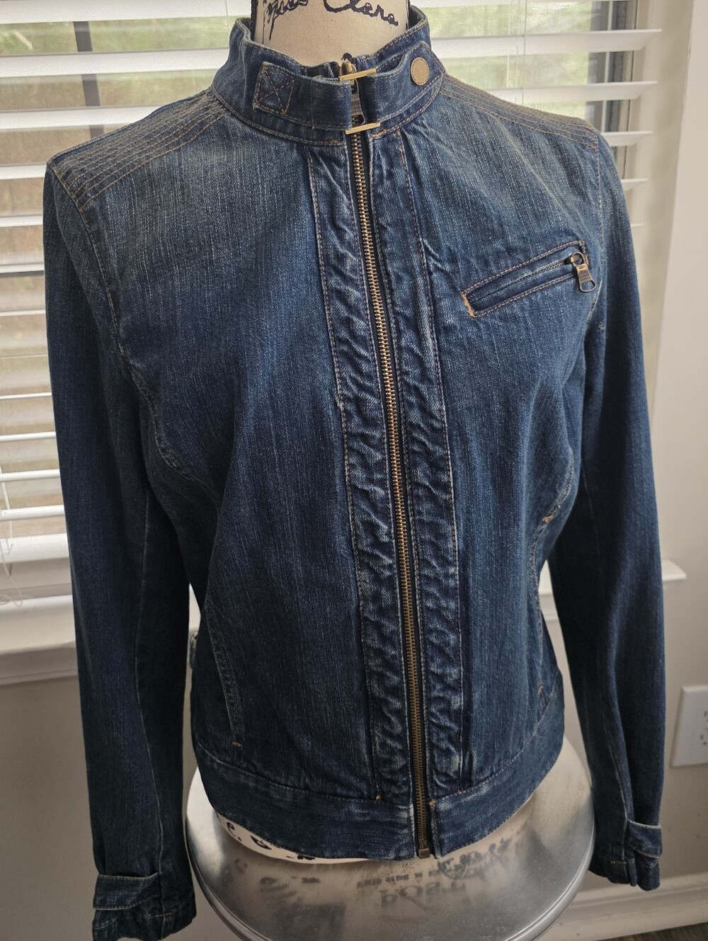 Lauren Ralph Lauren Jeans CO. Denim Zip-Front Jacket - Blue Dark, Motorcycle.